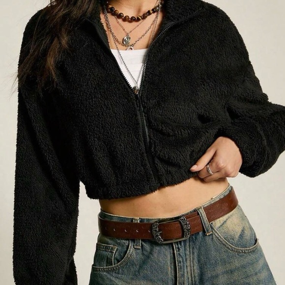 SHEIN Jackets & Blazers - SHEIN Black Teddy Jacket